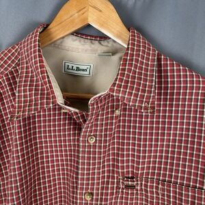 L.L.Bean Mens‎ Button-Up Shirt Multicolor Tattersall Short Sleeve Pockets XL